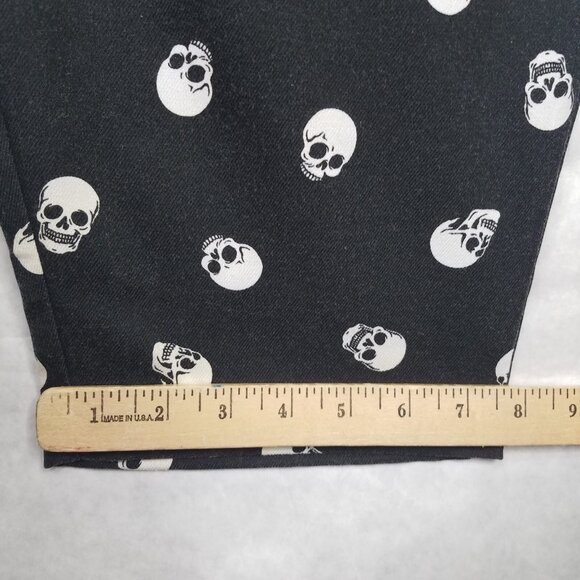 Hot Topic Skull Print Pants Women's 4XL Tapered Leg Charcoal White Ankle Jeans - Picture 16 of 16